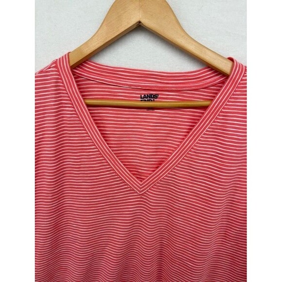 Lands end Women's‎ T-Shirt Dress Plus Size 2X Coral Striped Pockets - Picture 3 of 8